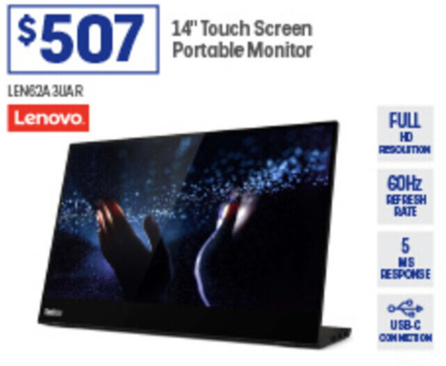 14" Touch Screen Portable Monitor offer at Officeworks