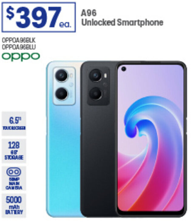 A96 Unlocked Smartphone offer at Officeworks