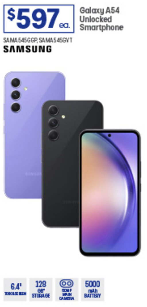 Galaxy A54 Unlocked Smartphone offer at Officeworks