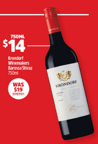 BWS Krondorf Winemakers Barossa Shiraz 750ml offer