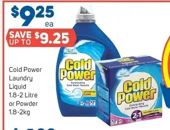 Foodland Cold Power Laundry Liquid 1.5-2 Litre or Powder 1.8-2 kg offer
