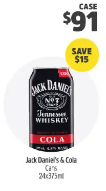 BWS Jack Daniel's & Cola Cans 24x375ml offer