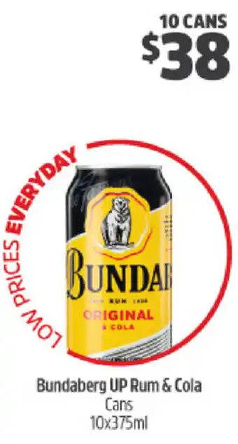 BWS Bundaberg Up Rum & Cola 10x375ml offer