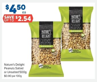 Foodland Nature's Delight Peanuts Salted or Unsalted 500g offer