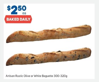 Foodland Artisan Rustic Olive or White Baguette 300-320g offer