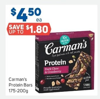 Foodland Carman's Protein Bars 175-200g offer