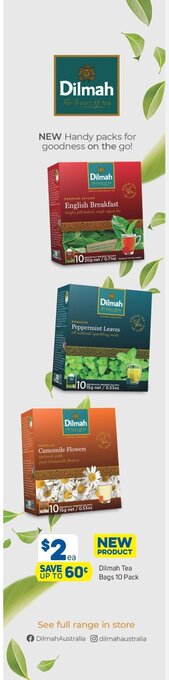 Foodland Dilmah Tea Bags 10 Pack offer