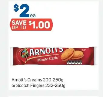Foodland Arnott's Creams 200-250g or Scotch Fingers 232-250g offer