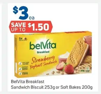 Foodland Belvita Breakfast Sandwich Biscuit 253g or Soft Bakes 200g offer