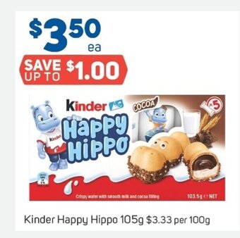 Foodland Kinder Happy Hippo 105g offer
