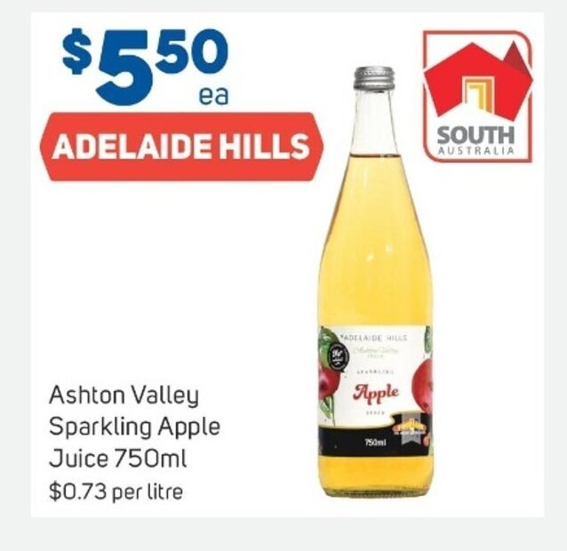 Ashton Valley Sparkling Apple Juice 750ml offer at Foodland