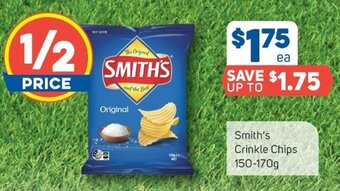 Foodland Smith's Crinkle Chips 150-170g offer