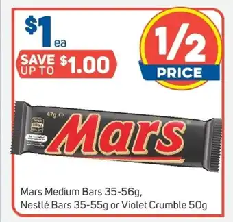 Foodland Mars Medium Bars 35-56g, Nestle Bars 35-55g or Violet Crumble 50g offer