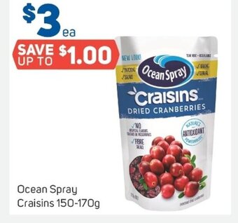 Foodland Ocean Spray Craisins 150-170g offer