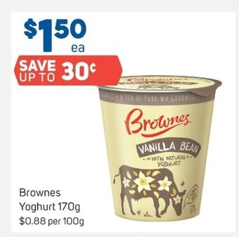 Foodland Brownes Yoghurt 170g offer