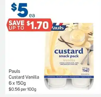 Foodland Pauls Custard Vanilla 6x150g offer
