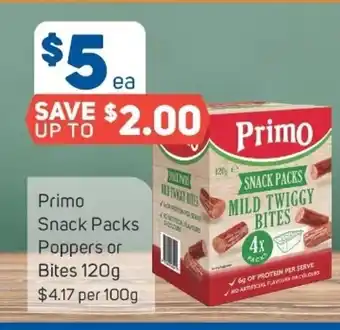 Foodland Primo Snack Packs Poppers or Bites 120g offer