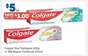 Foodland Colgate Total Toothpaste 200g or 360 Degree Toothbrush 2 Pack offer