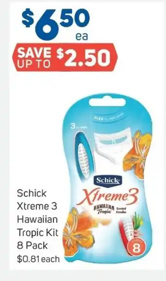 Foodland Schick Xtreme 3 Hawaiian Tropic Kit 8 Pack offer