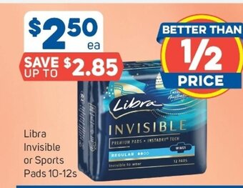 Foodland Libra Invisible or Sports Pads 10-12s offer