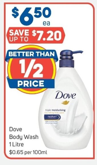 Foodland Dove Body Wash 1 Litre offer