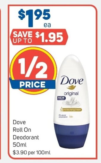 Foodland Dove Roll On Deodorant 50ml offer