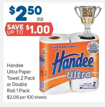 Foodland Handee Ultra Paper Towel 2 pack or Double Roll 1 Pack offer