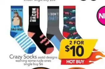 Cheap as Chips Crazy Socks Asstd Designs offer