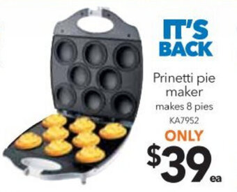 Cheap as Chips Prinetti Pie Maker Makes 8 pies - KA7952 offer
