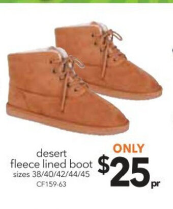 Cheap as Chips Desert Fleece Lined Boot - CF159-63 offer