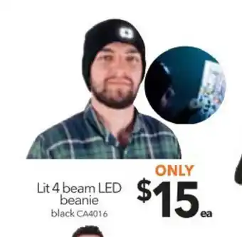 Cheap as Chips Lit 4 beam LED Beanie black - CA4016 offer
