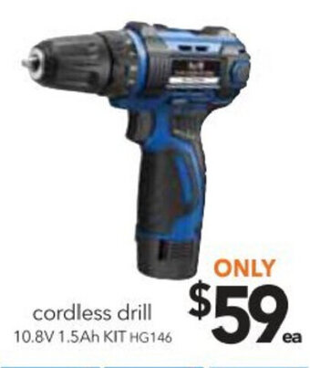 Cheap as Chips Cordless Drill 10.8V 1.5Ah Kit - HG146 offer