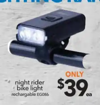 Cheap as Chips Night Rider Bike Light Rechargeable - EG086 offer