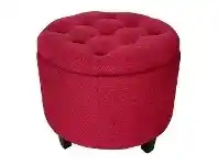 LivingStyles Cooper Fabric Round Storage Ottoma, Berry offer