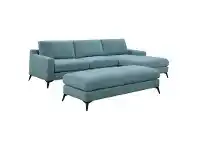 LivingStyles Rafal Fabric Corner Modular Sofa, 3 Seater with RHF Chaise & Ottoman, Seafoam offer