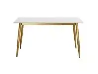 LivingStyles Cheviot Sintered Stone Top Dining Table, 160cm, White / Gold offer
