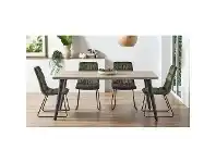 LivingStyles Prius 7 Piece Dining Table Set, 180cm, with Green Chairs offer