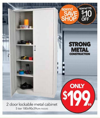 Cheap as Chips 2 Door Lockable Metal Cabinet 5 Tier 180x90x39cn - FA5545 offer