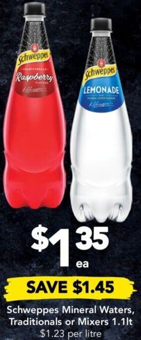 Drakes Schweppes Mineral Waters, Traditionals or Mixers 1.1lt offer