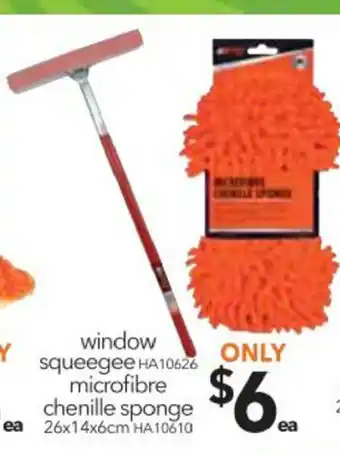 Cheap as Chips Window Squeegee - HA10626 / Microfibre Chenille Sponge 26x14x6cm - HA10610 offer