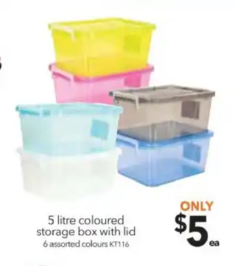5 Litre Coloured Storage Box with Lid - KT116
