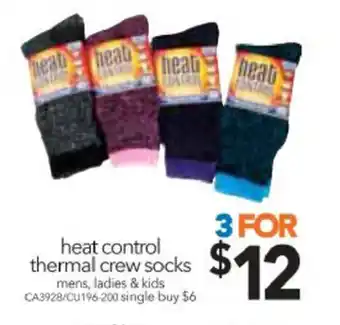 Cheap as Chips Heat Control Thermal Crew Socks mens, Ladies & Kids - CA3928/CU196-200 offer