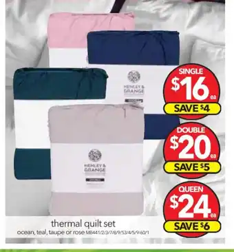 Cheap as Chips Henley & Grange Thermal Quilt Set Queen offer