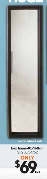 Cheap as Chips Box Frame Mirror 40x160cm - GP250/51/52 offer