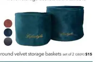 Cheap as Chips Round Velvet Storage Baskets Set of 2 - GB093 offer