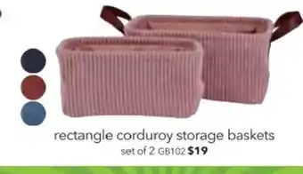 Cheap as Chips Rectangle Corduroy Storage Baskets Set of 2 - GB102 offer