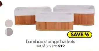 Cheap as Chips Bamboo Storage Basket Set of 3 - GB096 offer