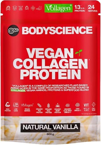healthylife Bsc body science vegan collagen protein natural vanilla 600g offer