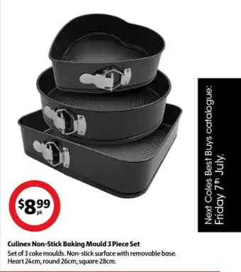 Coles Culinex Non-Stick Baking Mould 3 Piece Set offer