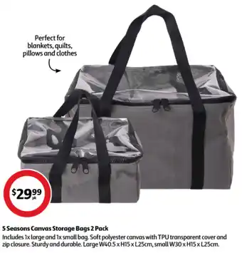 Coles 5 Seasons Canvas Storage Bags 2 Pack offer